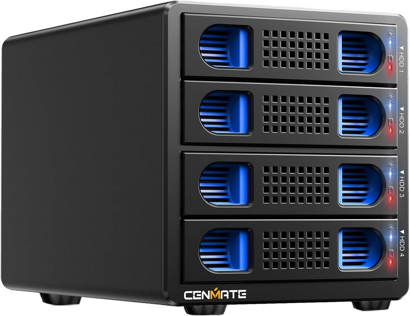 cenmate 2 Bay RAID*2 Enclosure with Cooling Fan for 2.5“/3.5" SATA HDD/SSD with USB A/C 3.0, Tool-Free HDD Enclosure, 4 Modes(Support RAID 1/0/JBOD/NORMAL) - Image 1
